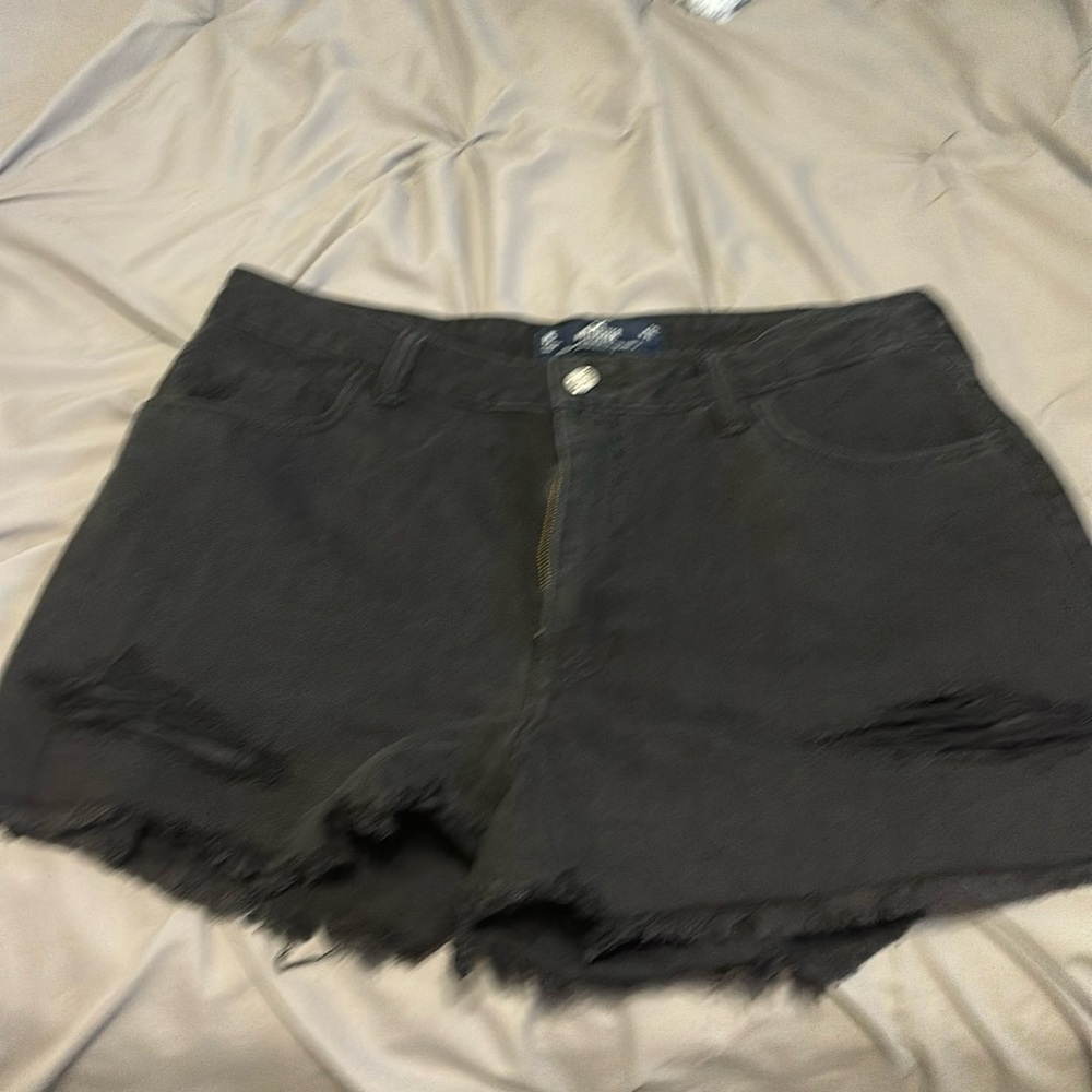 Black cutoff shorts Hollister brand